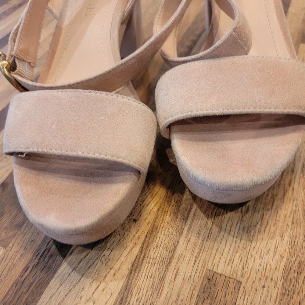 COACH Serena C-Buckle Suede Platform Sandals G4902 Beechwood Tan - Picture 7 of 16